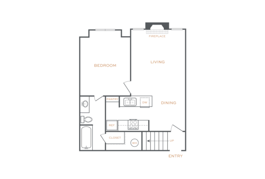 floor plan for the one bedroom apartment at The  Laney