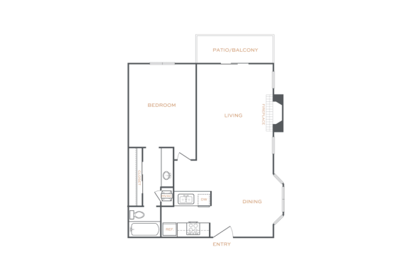 floor plan for the one bedroom apartment at The  Laney