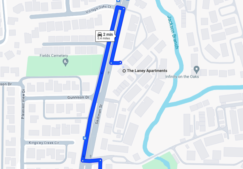 a map shows the route for a bike ride at The  Laney